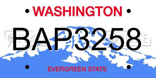 BAP3258 Washington License Plate