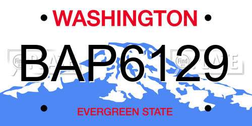 BAP6129 Washington License Plate