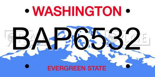 BAP6532 Washington License Plate