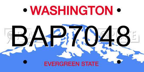 BAP7048 Washington License Plate