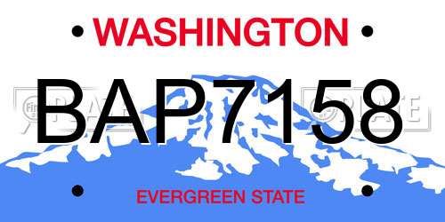 BAP7158 Washington License Plate