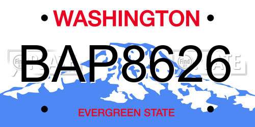 BAP8626 Washington License Plate