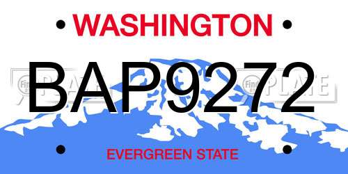 BAP9272 Washington License Plate