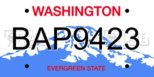 BAP9423 Washington License Plate
