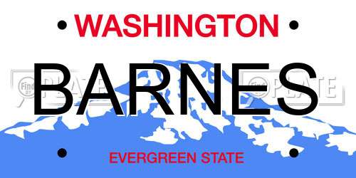 BARNES Washington License Plate