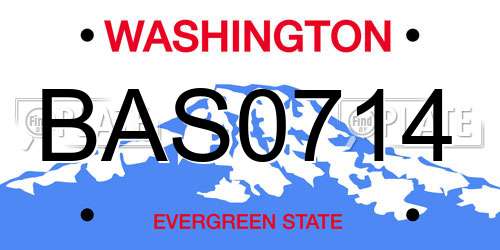 BAS0714 Washington License Plate