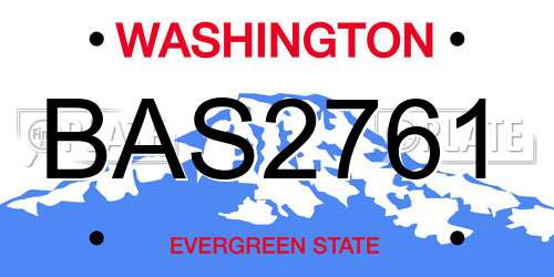 BAS2761 Washington License Plate