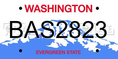 BAS2823 Washington License Plate