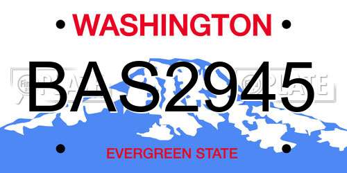 BAS2945 Washington License Plate