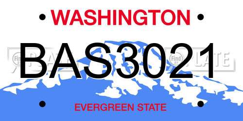 BAS3021 Washington License Plate