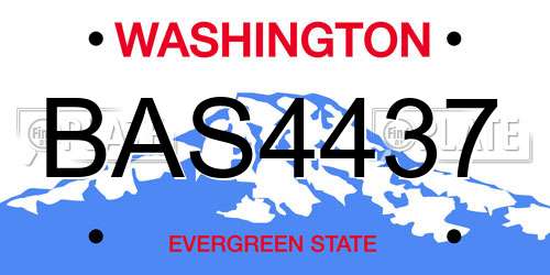 BAS4437 Washington License Plate