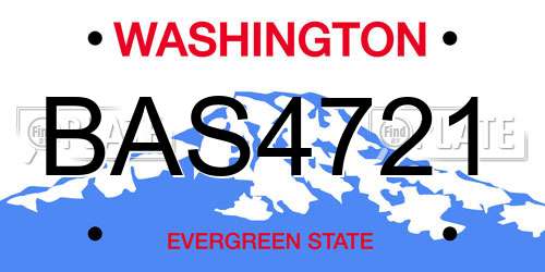 BAS4721 Washington License Plate