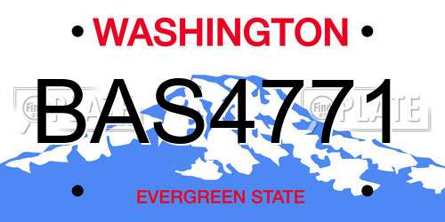 BAS4771 Washington License Plate
