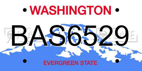 BAS6529 Washington License Plate