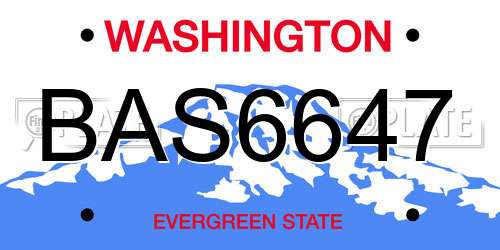 BAS6647 Washington License Plate