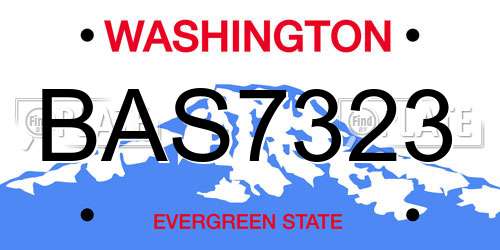 BAS7323 Washington License Plate