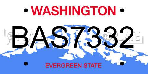 BAS7332 Washington License Plate