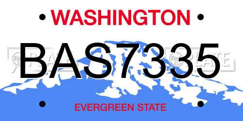 BAS7335 Washington License Plate