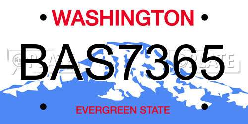BAS7365 Washington License Plate