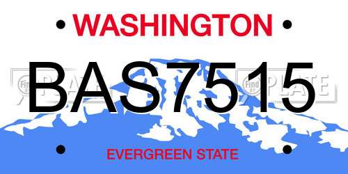 BAS7515 Washington License Plate