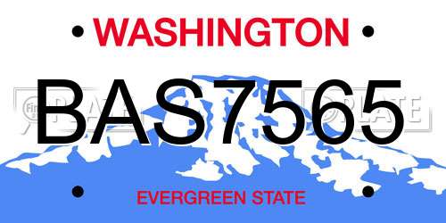 BAS7565 Washington License Plate