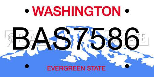 BAS7586 Washington License Plate