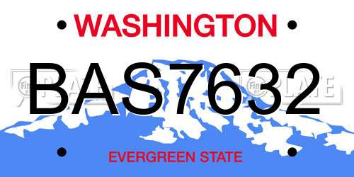BAS7632 Washington License Plate