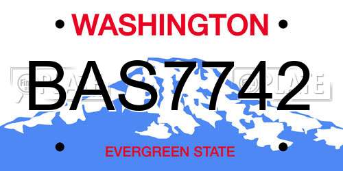 BAS7742 Washington License Plate