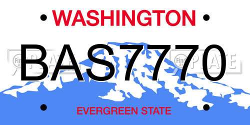 BAS7770 Washington License Plate