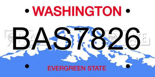 BAS7826 Washington License Plate