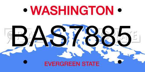 BAS7885 Washington License Plate