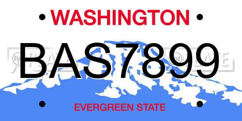 BAS7899 Washington License Plate