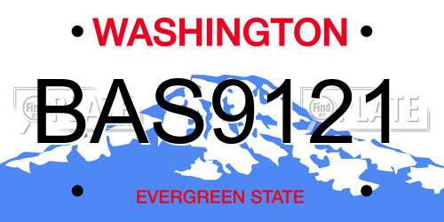 BAS9121 Washington License Plate