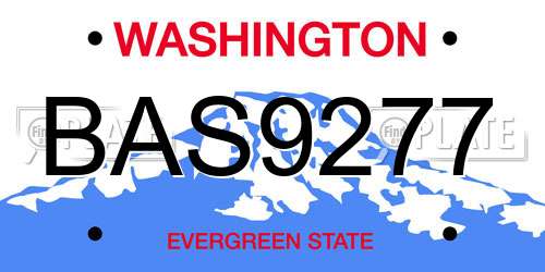 BAS9277 Washington License Plate