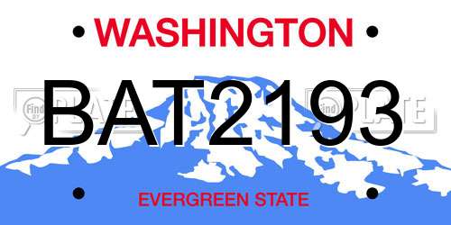 BAT2193 Washington License Plate