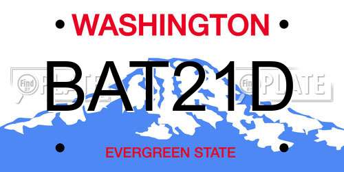 BAT21D Washington License Plate