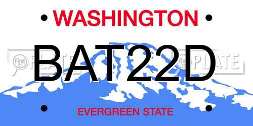 BAT22D Washington License Plate