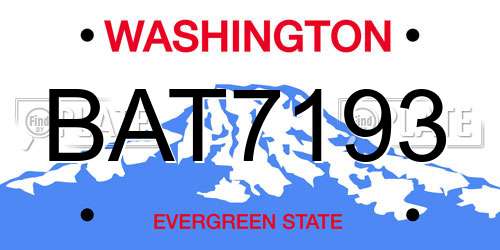 BAT7193 Washington License Plate