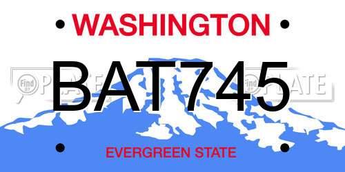 BAT745 Washington License Plate