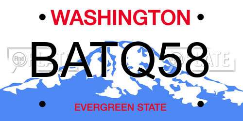 BATQ58 Washington License Plate