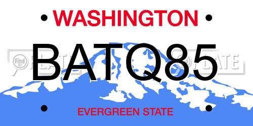 BATQ85 Washington License Plate
