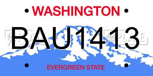 BAU1413 Washington License Plate
