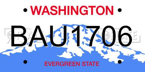 BAU1706 Washington License Plate