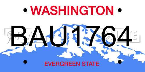 BAU1764 Washington License Plate