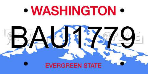 BAU1779 Washington License Plate
