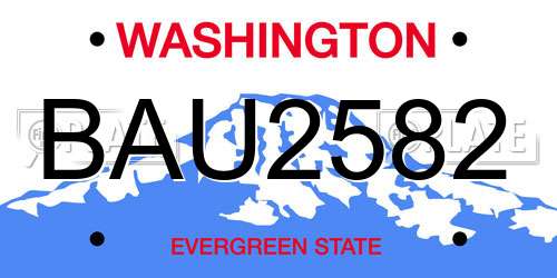 BAU2582 Washington License Plate