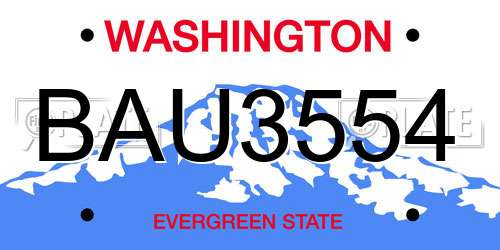 BAU3554 Washington License Plate