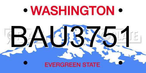 BAU3751 Washington License Plate
