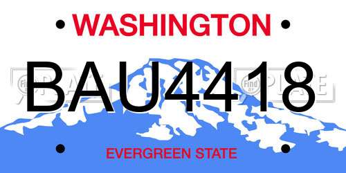 BAU4418 Washington License Plate