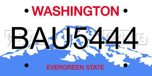 BAU5444 Washington License Plate